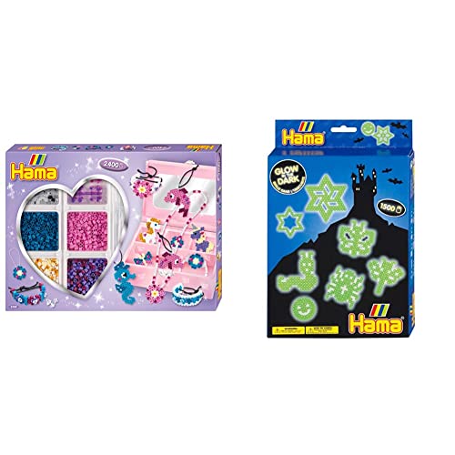 Hama Perlen 3709 Kreativbox Accessoires mit ca. 2.400 bunten Midi Bügelperlen mit Durchmesser 5 mm & 3414 Geschenk-Set Nachtleuchtend mit ca. 1.500 Midi Bügelperlen mit Durchmesser 5 mm Hama Perlen 3709 Kreativbox Accessoires mit ca. 2.400 bunten Midi Bügelperlen mit Durchmesser 5 mm & 3414 Geschenk-Set Nachtleuchtend mit ca. 1.500 Midi Bügelperlen mit Durchmesser 5 mm von Hama