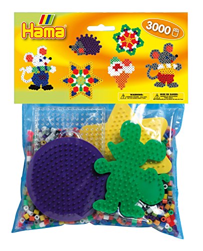 Hama Perlen 4411 Set für Spielgruppen mit ca. 3.000 bunten Midi Bügelperlen mit Durchmesser 5 mm, Motivvorlagen und 4 Stiftplatten, inkl. Bügelpapier, kreativer Bastelspaß für Groß und Klein von Hama Perlen