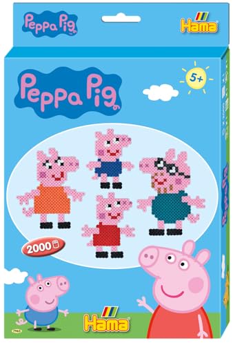 Hama Perlen 7965 Kleines Geschenk-Set Peppa Wutz mit ca. 2.000 bunten Midi Bügelperlen mit Durchmesser 5 mm, Stiftplatte, inkl. Bügelpapier, kreativer Bastelspaß für Groß und Klein von Hama Perlen