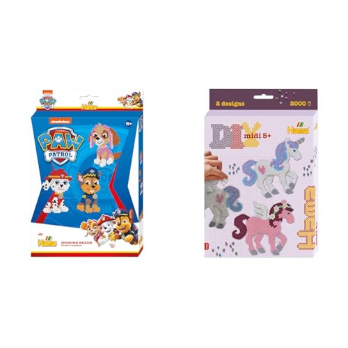 Hama Perlen 7966 Bügelperlen Paw Patrol, kleines Geschenkset mit ca. 2000 Midi-Perlen & 3448 Kleines Geschenk-Set Zauberhafte Pferde Hama Perlen 7966 Bügelperlen Paw Patrol, kleines Geschenkset mit ca. 2000 Midi-Perlen & 3448 Kleines Geschenk-Set Zauberhafte Pferde von Hama