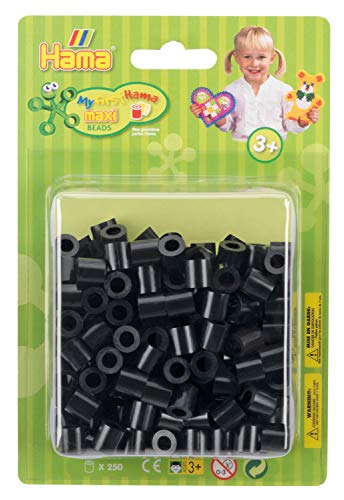 Hama Perlen 8518 Bügelperlen Packung mit ca. 250 bunten Maxi Bastelperlen mit Durchmesser 10 mm in Schwarz, kreativer Bastelspaß für Groß und Klein von Hama