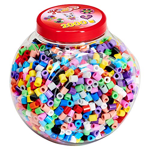 Hama Perlen 8588 Bügelperlen Dose mit ca. 2.000 bunten Maxi Bastelperlen mit Durchmesser 10 mm im Farben Mix, kreativer Bastelspaß für Groß und Klein von Hama Perlen