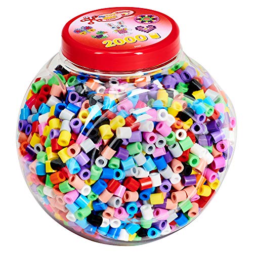 Hama Perlen 8588 Bügelperlen Dose mit ca. 2.000 bunten Maxi Bastelperlen mit Durchmesser 10 mm im Farben Mix, kreativer Bastelspaß für Groß und Klein, Bunt von Hama