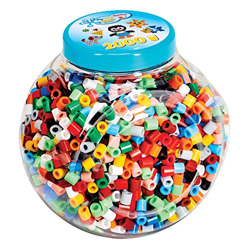 Hama Perlen 8589 Bügelperlen Dose mit ca. 2.000 bunten Maxi Bastelperlen mit Durchmesser 10 mm im Farben Mix, kreativer Bastelspaß für Groß und Klein von Hama Perlen