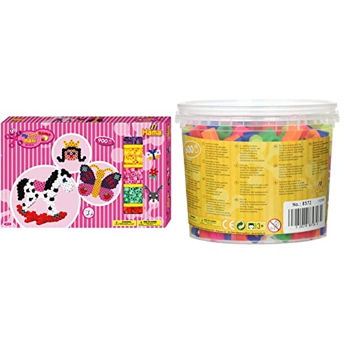 Hama Perlen 8713 Geschenkbox mit ca. 900 bunten Maxi Bügelperlen mit Durchmesser 10 mm & 8572 Bügelperlen Dose mit ca. 600 bunten Maxi Bastelperlen mit Durchmesser 10 mm im Neon Mix Hama Perlen 8713 Geschenkbox mit ca. 900 bunten Maxi Bügelperlen mit Durchmesser 10 mm & 8572 Bügelperlen Dose mit ca. 600 bunten Maxi Bastelperlen mit Durchmesser 10 mm im Neon Mix von Hama Perlen