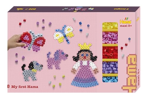 HAMA Perlen 8717 Bügelperlen, gigantische Geschenkpackung mit ca. 900 Maxi-Perlen, 3 Stiftplatten, Motiv-Vorlage, Bügelpapier, für Kinder ab 3 Jahren von Hama