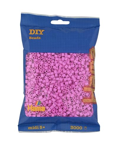 Hama Perlen 201-48 - Bügelperlen Beutel mit ca. 3000 Midi Bastelperlen mit Durchmesser 5 mm in Pastellpink, kreativer Bastelspaß für Groß und Klein von Hama Perlen