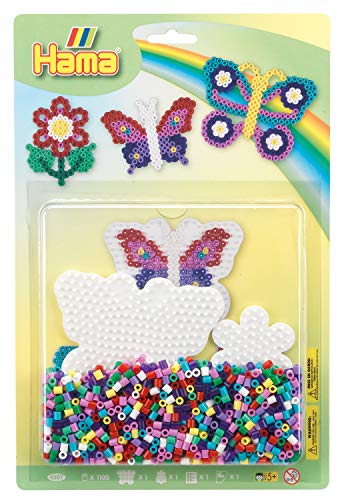 Hama Perlen 4207 Set Schmetterling mit ca. 1.100 bunten Midi Bügelperlen mit Durchmesser 5 mm, 2 Stiftplatten, inkl. Bügelpapier, kreativer Bastelspaß für Groß und Klein von Hama