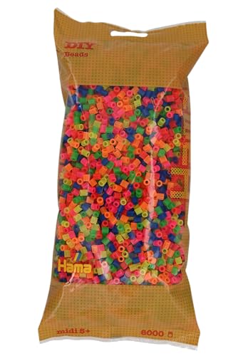 Hama Perlen 205-51 Bügelperlen Beutel mit ca. 6.000 bunten Midi Bastelperlen mit Durchmesser 5 mm im Neon Mix, kreativer Bastelspaß für Groß und Klein Hama Perlen 205-51 Bügelperlen Beutel mit ca. 6.000 bunten Midi Bastelperlen mit Durchmesser 5 mm im Neon Mix, kreativer Bastelspaß für Groß und Klein von Hama