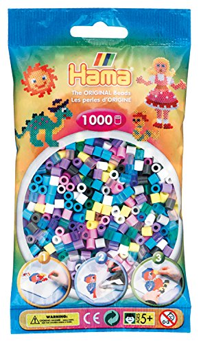 Hama Perlen 207-69 Bügelperlen Beutel mit ca. 1.000 Midi Bastelperlen mit Durchmesser 5 mm im Mix 69 mit 11 Farben, kreativer Bastelspaß für Groß und Klein von Hama
