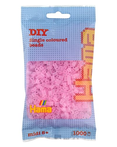 Hama 207-72 Bügelperlen Beutel 1000x Schreibwaren, transparent/rosa von Hama