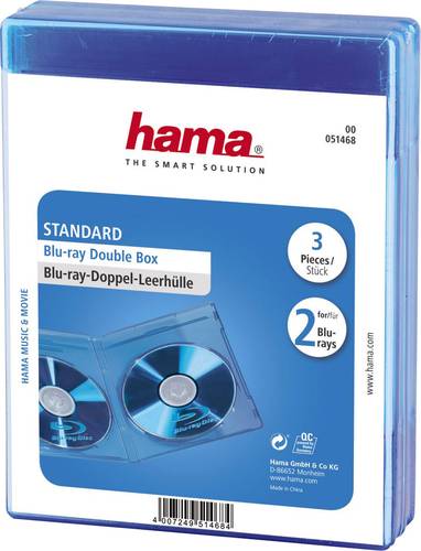 Hama Blu-ray Hülle 00051468 2 CDs/DVDs/Blu-rays Blau Polypropylen 3St. von Hama