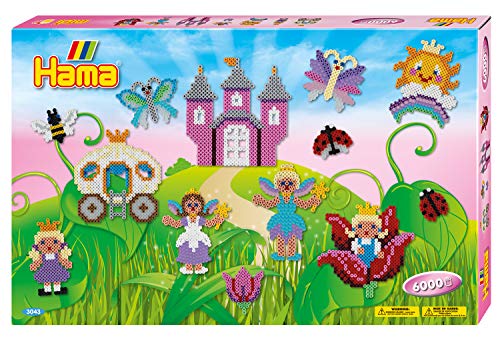 Hama Perlen 3043 Geschenk-Set Feenzauber mit ca. 6.000 bunten Midi Bügelperlen mit Durchmesser 5 mm, 3 Stiftplatten, inkl. Bügelpapier, kreativer Bastelspaß für Groß und Klein von Hama Perlen