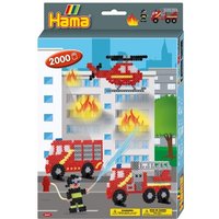 Hama 3441 - Bügelperlen, Geschenkpackung Feuerwehr, 2000 Midi-Perlen und Zubehör von Dan Import