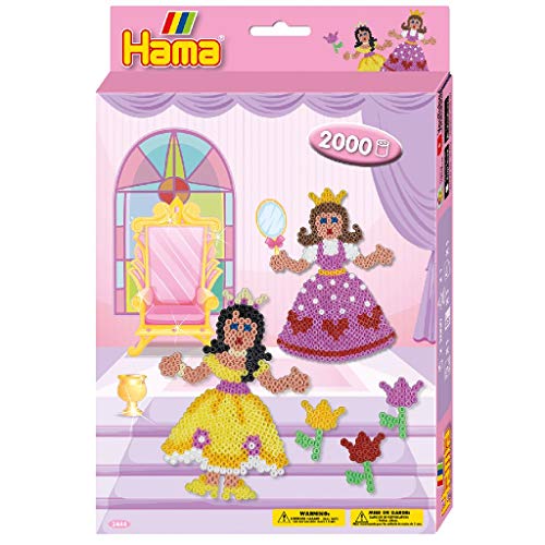 Hama Perlen 3444 Geschenk-Set Prinzessin mit ca. 2.000 bunten Midi Bügelperlen mit Durchmesser 5 mm, Stiftplatte, inkl. Bügelpapier, kreativer Bastelspaß für Groß und Klein von Hama Perlen