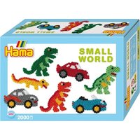 Hama 3502 - Bügelperlen Midi - Geschenkpackung, kleine Welt Dinosaurier & Auto blau von Dan Import