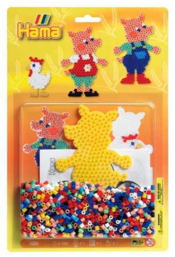 Hama 4014 - Perlenset Schweinchen, ca. 1100 Bügelperlen, 1 Stiftplatte und Bügelpapier von Hama