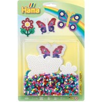 Hama 4207 - Bügelperlen inkl. Stiftplatte, Schmetterlinge & Blume, Midi, 1100 Stück von Dan Import