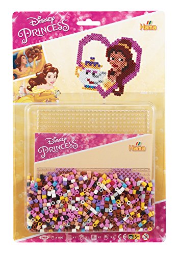 Hama Perlen 7989 Geschenk-Set Disney Prinzessin mit ca. 1.100 bunten Midi Bügelperlen mit Durchmesser 5 mm, Stiftplatte, inkl. Bügelpapier, kreativer Bastelspaß für Groß und Klein von Hama