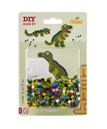 Hama Bügelperlen midi Dino 450 Stück mit Stiftplatte Blister von Hama