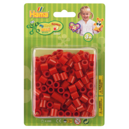 Hama Maxi 250 Bügelperlen Blister-Packung 8505 Rot - 250 Stk von Hama