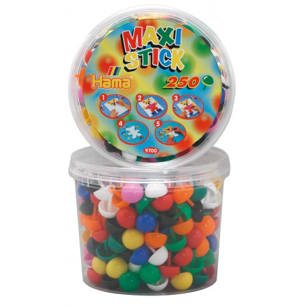 Hama Maxi Stick 9700 Behälter mit 250 Perlen in 9 Farbenmix von Hama
