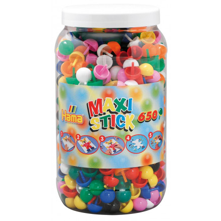 Hama Maxi Stick 9791 Behälter mit 650 Perlen in 9 Farbenmix von Hama