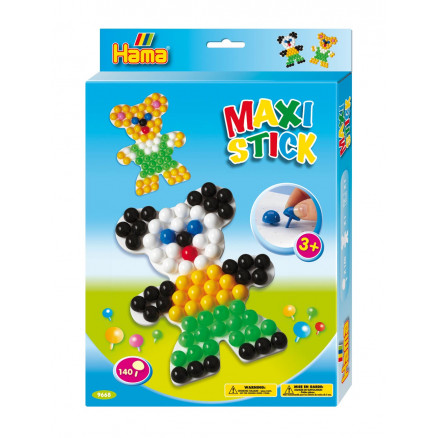 Hama Maxi Stick Aufhängungskasten 9668 mit 140 Maxi Sticks und Quadratische Steckplatte von Hama