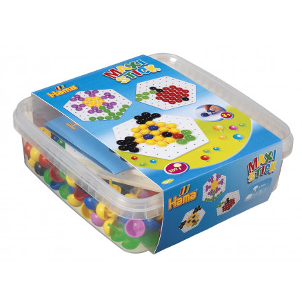 Hama Maxi Sticks Geschenkbox 9641 mit 300 Maxi Sticks und Sechseckige Steckplatten von Hama