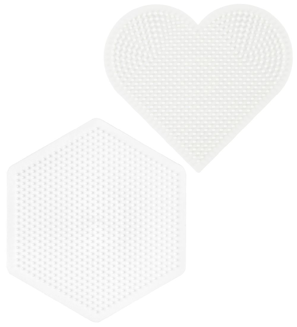 Hama Midi - Bügelperlensteckplatten - 2er-Pack - Herz & Sechseck - Hama - One Size - Perlen Steckplatten von Hama