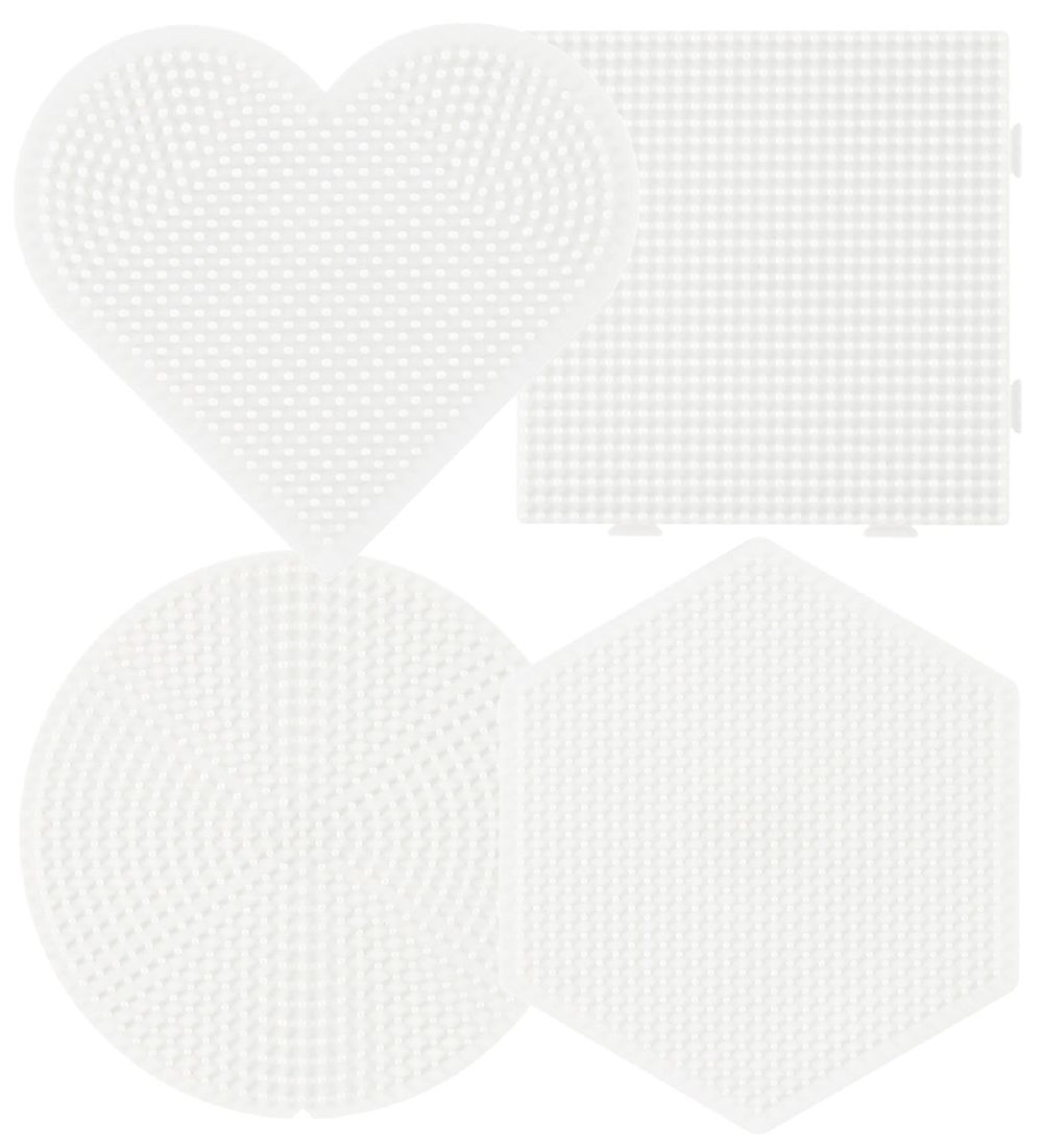 Hama Midi Perlen Steckplatten - 4 st. - Kreis/Herz/Quadrat/Sechs - Hama - One Size - Perlen Steckplatten von Hama