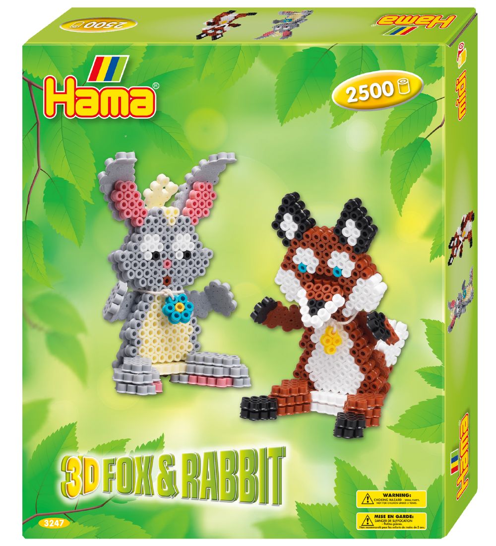 Hama Midi Perlenset - 2500 st. - 3D - Fox & Rabbit - Hama - One Size - Perlen von Hama
