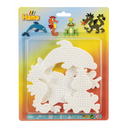Hama Midi Stiftplatten 4584 Delfin, Drache, Seepferdchen und Frosch - 4 Stk von Hama