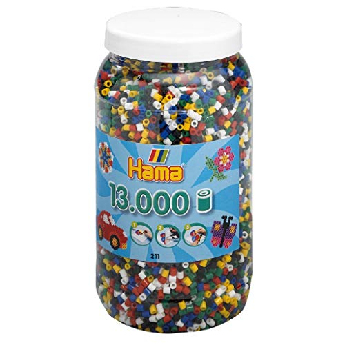 Hama - Midi Pot 13000 Perles Base mix 6 Coul, 211-66, ‎11.5 x 11.5 x 21 cm von Hama