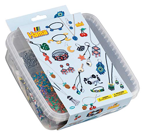 Hama Perlen 5403 Set Kreativbox mit ca. 10.500 bunten Mini Bügelperlen mit Durchmesser 2,5 mm, Motivvorlage und 2 Stiftplatten, inkl. Bügelpapier, kreativer Bastelspaß für Groß und Klein von Hama