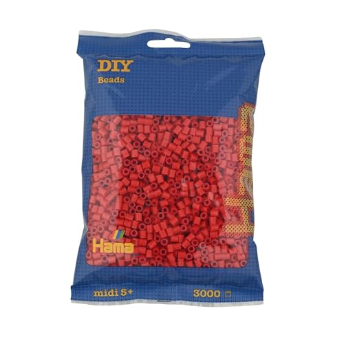 Hama Perlen 201-05 Bügelperlen Beutel mit ca. 3.000 bunten Midi Bastelperlen mit Durchmesser 5 mm in Rot, kreativer Bastelspaß für Kinder ab 5 Jahren Hama Perlen 201-05 Bügelperlen Beutel mit ca. 3.000 bunten Midi Bastelperlen mit Durchmesser 5 mm in Rot, kreativer Bastelspaß für Kinder ab 5 Jahren von Hama
