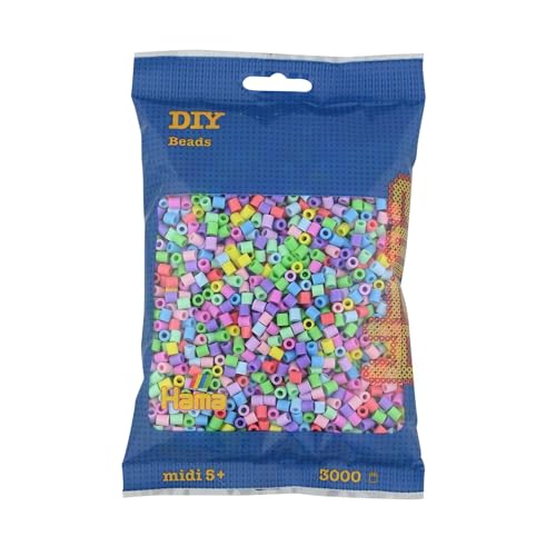 Hama Perlen 201-50 Bügelperlen Beutel mit ca. 3.000 bunten Midi Bastelperlen mit Durchmesser 5 mm im Pastell Mix, kreativer Bastelspaß für Groß und Klein Hama Perlen 201-50 Bügelperlen Beutel mit ca. 3.000 bunten Midi Bastelperlen mit Durchmesser 5 mm im Pastell Mix, kreativer Bastelspaß für Groß und Klein von Hama