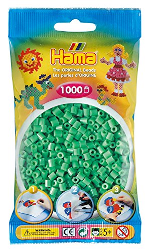 Hama Perlen 207-11 Bügelperlen Beutel mit ca. 1.000 Midi Bastelperlen mit Durchmesser 5 mm in Hellgrün, kreativer Bastelspaß für Groß und Klein von Hama