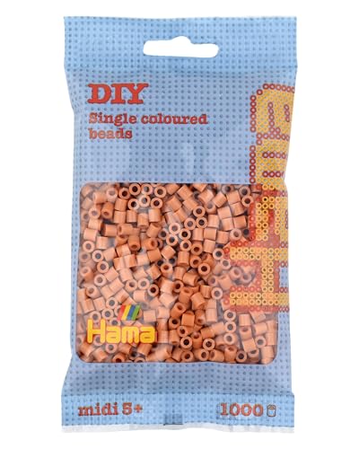 Hama Perlen 207-21 Bügelperlen Beutel mit ca. 1.000 Midi Bastelperlen mit Durchmesser 5 mm in Hellbraun, kreativer Bastelspaß für Groß und Klein, braun von Hama