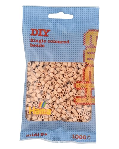 Hama Perlen 207-27 Bügelperlen Beutel mit ca. 1.000 Midi Bastelperlen mit Durchmesser 5 mm in Beige, kreativer Bastelspaß für Groß und Klein von Hama