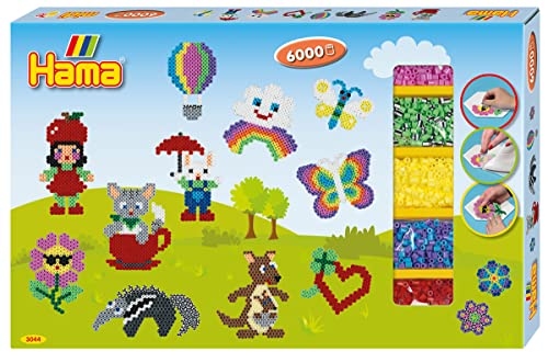 Hama Perlen 3044 Großes Geschenk-Set Allround mit ca. 6.000 bunten Midi Bügelperlen mit Durchmesser 5 mm, 3 Stiftplatten, inkl. Bügelpapier, kreativer Bastelspaß für Groß und Klein von Hama