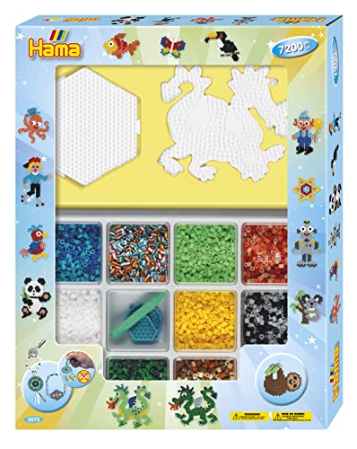 Hama Perlen 3072 Geschenkset mit Box mit ca. 7.200 bunten Midi Bügelperlen mit Durchmesser 5 mm, Motivvorlage und 2 Stiftplatten, inkl. Bügelpapier, kreativer Bastelspaß für Groß und Klein, 10.3072, einheitsgröße Hama Perlen 3072 Geschenkset mit Box mit ca. 7.200 bunten Midi Bügelperlen mit Durchmesser 5 mm, Motivvorlage und 2 Stiftplatten, inkl. Bügelpapier, kreativer Bastelspaß für Groß und Klein, 10.3072, einheitsgröße von Hama