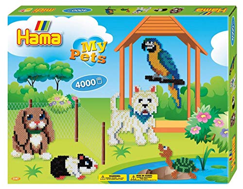 Hama Perlen 3147 Geschenk-Set Meine Haustiere mit ca. 4.000 bunten Midi Bügelperlen mit Durchmesser 5 mm, Motivvorlagen und 2 Stiftplatten, inkl. Bügelpapier, kreativer Bastelspaß für Groß und Klein Hama Perlen 3147 Geschenk-Set Meine Haustiere mit ca. 4.000 bunten Midi Bügelperlen mit Durchmesser 5 mm, Motivvorlagen und 2 Stiftplatten, inkl. Bügelpapier, kreativer Bastelspaß für Groß und Klein von Hama
