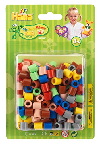 Hama Perlen 8523 Bügelperlen Packung mit ca. 250 bunten Maxi Bastelperlen mit Durchmesser 10 mm im Volltonmix 2, kreativer Bastelspaß für Groß und Klein von Hama