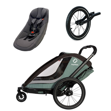 Hamax Kinderfahrradanhänger Cocoon ONE Einsitzer green/black inkl. Jogger Rad und Babysitz Hamax Kinderfahrradanhänger Cocoon ONE Einsitzer green/black inkl. Jogger Rad und Babysitz von Hamax