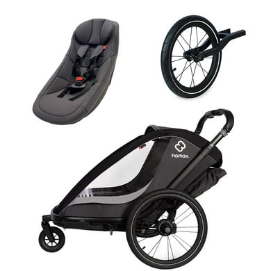 hamax Kinderfahrradanhänger Cocoon Zweisitzer grey/black inkl. Jogger Rad und Babysitz hamax Kinderfahrradanhänger Cocoon Zweisitzer grey/black inkl. Jogger Rad und Babysitz von Hamax