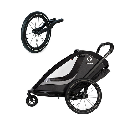 hamax Kinderfahrradanhänger Cocoon Zweisitzer grey/black inkl. Jogger Rad hamax Kinderfahrradanhänger Cocoon Zweisitzer grey/black inkl. Jogger Rad von Hamax