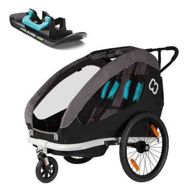hamax Kinderfahrradanhänger Traveller inklusive Deichsel und Buggyrad Black/Grey/Blue inklusive Wheelblades von Hamax
