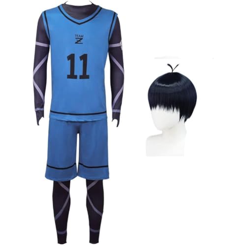 Blue Lock Cosplay Kostüm Bachira Meguru Cosplay Sportbekleidung Trikots Nr. 8 Fußball Training Uniform Full Set Halloween Kleidung (Chigiri Hyoma+perücke, 3XL) von Hamender