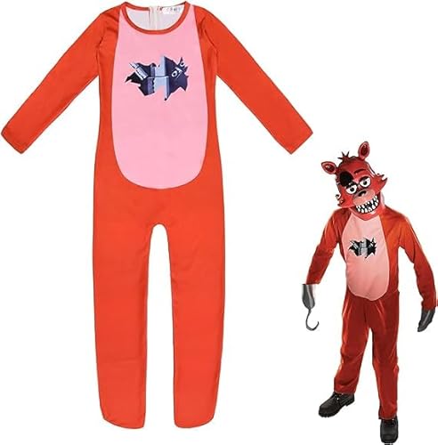 FNAF Cosplay-Kostüme, grüner Dinosaurier, 3D-Overall, Halloween-Overall, Fasching, Bodysuit, Sicherheitsverletzung, Foxy-Kostüm mit Maske, Fuchs, 120 von Hamender